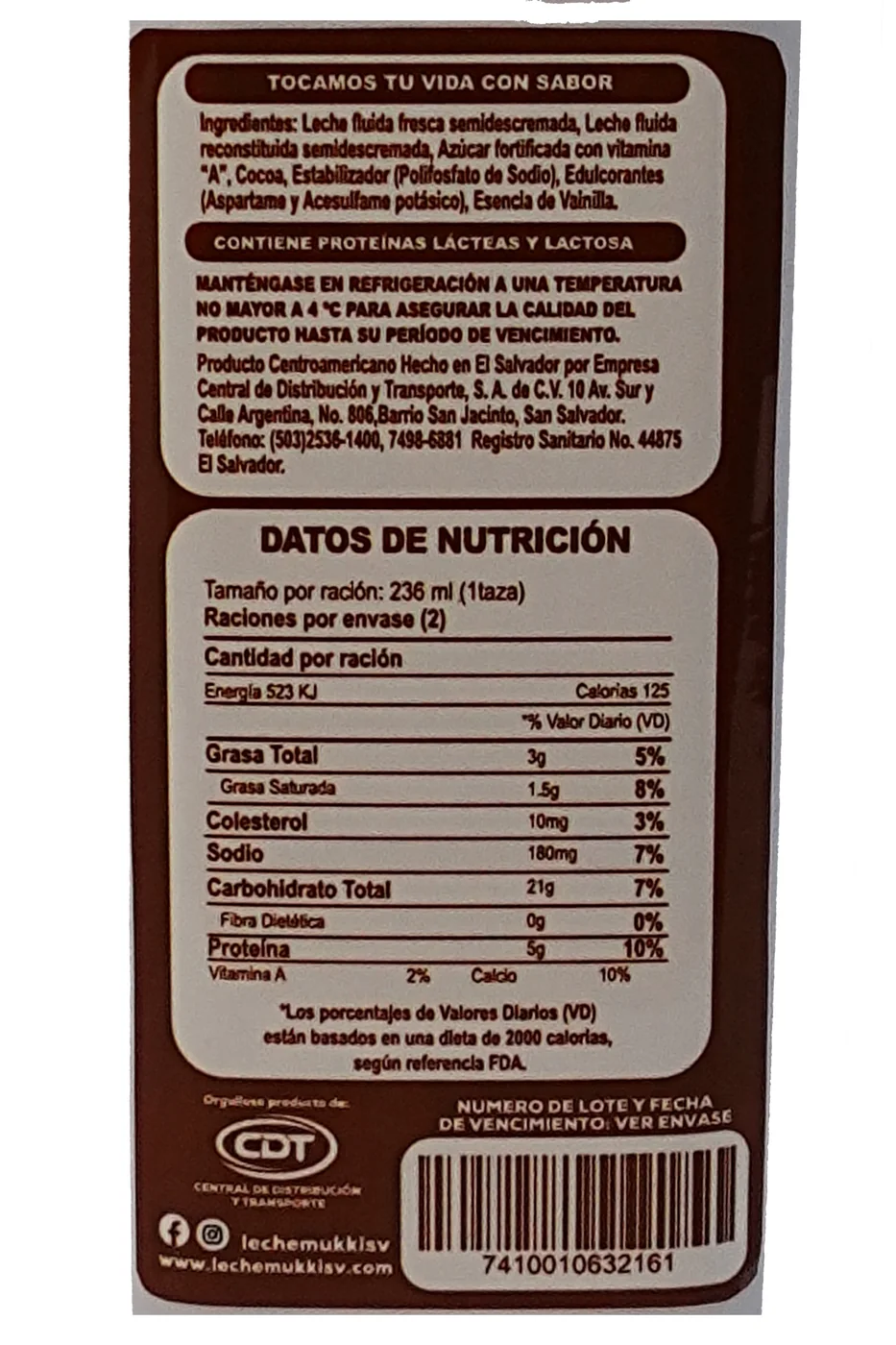 Tabla nutricional de Chokorrika ½ Litro