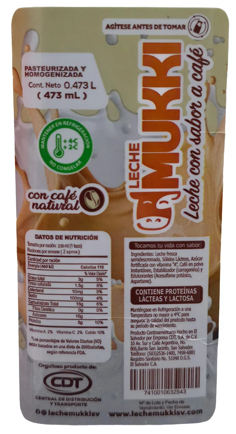 Tabla nutricional de Mukkafé ½ Litro